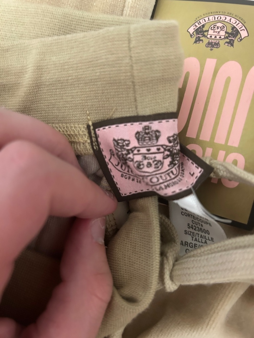 Juicy Couture Beige Velour Hoodie with Pink Logo Patch - Picture 3 of 4